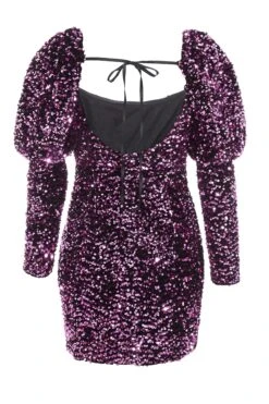 Pink Sequin Bodycon Mini Dress -Outlet Clothyne Store 00100036204 ZB