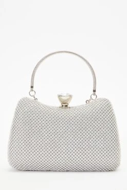Silver Diamante Jewel Box Bag
