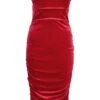 Red Velvet Bardot Midi Dress -Outlet Clothyne Store 00100036269 ZM