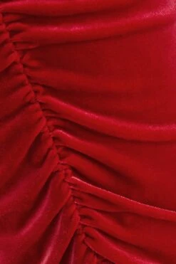 Red Velvet Bardot Midi Dress -Outlet Clothyne Store 00100036269 ZS