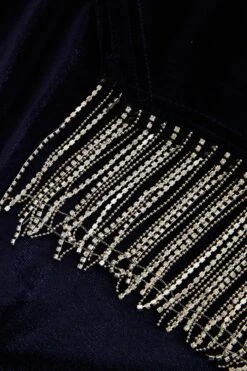 Blue Velvet Diamante Trim Mini Dress -Outlet Clothyne Store 00100036275 ZS