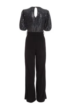 Grey Sequin Contrast Wrap Palazzo Jumpsuit -Outlet Clothyne Store 00100036284 ZB