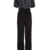 Grey Sequin Contrast Wrap Palazzo Jumpsuit -Outlet Clothyne Store 00100036284 ZM