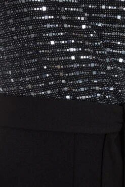 Grey Sequin Contrast Wrap Palazzo Jumpsuit -Outlet Clothyne Store 00100036284 ZS