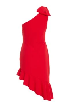 Red One Shoulder Bow Midi Dress -Outlet Clothyne Store 00100036286 ZB