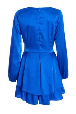 Royal Blue Satin Wrap Playsuit -Outlet Clothyne Store 00100036288 ZB