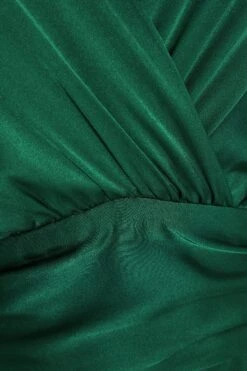 Bottle Green Satin Wrap Playsuit -Outlet Clothyne Store 00100036291 ZS