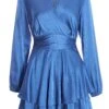 Blue Satin Wrap Playsuit -Outlet Clothyne Store 00100036415 ZM