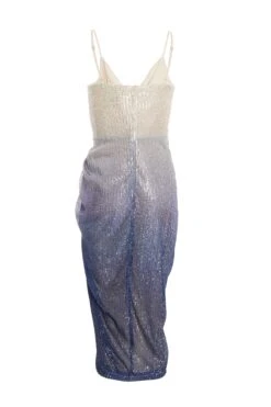 Silver Ombre Sequin Ruched Midi Dress -Outlet Clothyne Store 00100036416 ZB