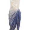 Silver Ombre Sequin Ruched Midi Dress -Outlet Clothyne Store 00100036416 ZM