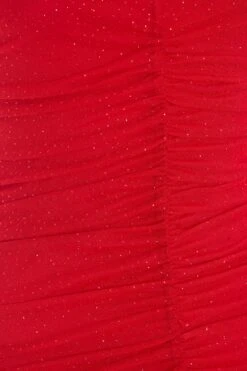 Red Glitter Ruched Bodycon Mini Dress -Outlet Clothyne Store 00100036422 ZS
