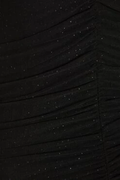 Black Glitter Ruched Bodycon Mini Dress -Outlet Clothyne Store 00100036424 ZS