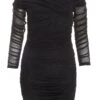 Black Bardot Glitter Ruched Bodycon Mini Dress -Outlet Clothyne Store 00100036425 ZM