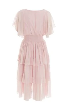 Pink Chiffon Tiered Midi Dress -Outlet Clothyne Store 00100036432 ZB