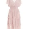 Pink Chiffon Tiered Midi Dress -Outlet Clothyne Store 00100036432 ZM