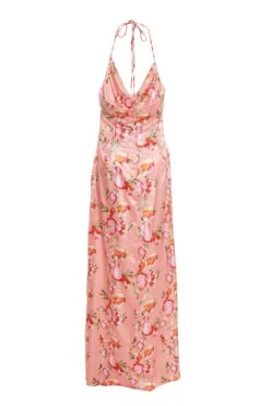 Coral Floral Satin Maxi Dress -Outlet Clothyne Store 00100036436 ZB