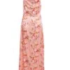 Coral Floral Satin Maxi Dress -Outlet Clothyne Store 00100036436 ZM