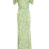 Lime Satin Marble Print Maxi Dress -Outlet Clothyne Store 00100036444 ZM