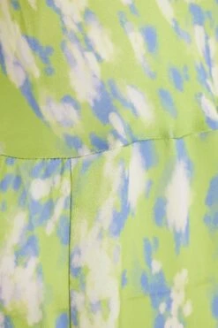 Lime Satin Marble Print Maxi Dress -Outlet Clothyne Store 00100036444 ZS