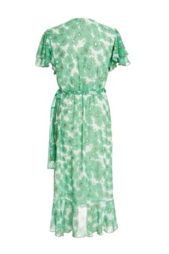 Green Chiffon Floral Wrap Midi Dress -Outlet Clothyne Store 00100036458 ZB