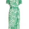 Green Chiffon Floral Wrap Midi Dress 1 Green Chiffon Floral Wrap Midi Dress -Outlet Clothyne Store 00100036458 ZM