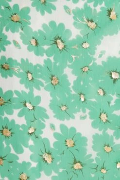 Green Chiffon Floral Wrap Midi Dress -Outlet Clothyne Store 00100036458 ZS