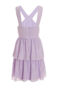 Lilac Chiffon Foil Tiered Mini Dress -Outlet Clothyne Store 00100036462 ZB