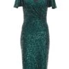 Bottle Green Sequin Wrap Midi Dress -Outlet Clothyne Store 00100036494 ZM