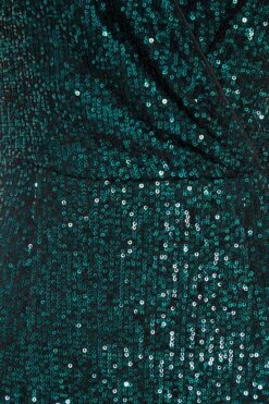 Bottle Green Sequin Wrap Midi Dress -Outlet Clothyne Store 00100036494 ZS