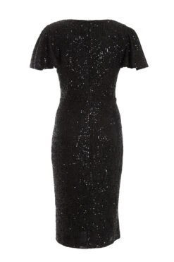 Black Sequin Wrap Midi Dress -Outlet Clothyne Store 00100036495 ZB