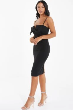 Black Bow Bodycon Midi Dress -Outlet Clothyne Store 00100036503 XS