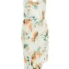 Cream Satin Smudge Print Midi Dress -Outlet Clothyne Store 00100036511 ZM