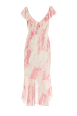 Pink Brush Stroke Frill Midaxi Dress 12 Pink Brush Stroke Frill Midaxi Dress -Outlet Clothyne Store 00100036520 ZB