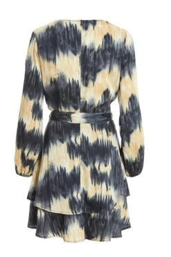 Champagne Satin Marble Print Wrap Mini Dress -Outlet Clothyne Store 00100036592 ZB