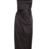 Black Satin One Shoulder Midi Dress -Outlet Clothyne Store 00100036593 ZM