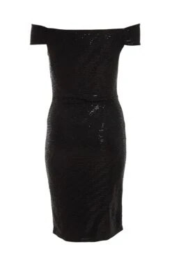 Black Sequin Bardot Midi Dress -Outlet Clothyne Store 00100036613 ZB