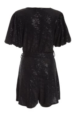 Black Sequin Wrap Playsuit -Outlet Clothyne Store 00100036614 ZB