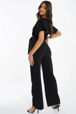 Black Angel Sleeve Palazzo Jumpsuit -Outlet Clothyne Store 00100036620 XB