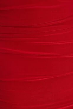 Red Ruched Long Sleeve Midi Dress -Outlet Clothyne Store 00100036624 ZS