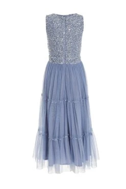 Blue Sequin Tulle Midi Dress -Outlet Clothyne Store 00100036641 ZB