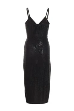 Black Sequin Wrap Midi Dress -Outlet Clothyne Store 00100036644 ZB