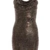 Gold Sequin Cowl Neck Mini Dress -Outlet Clothyne Store 00100036649 ZM