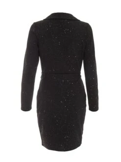 Black Glitter Tuxedo Mini Dress -Outlet Clothyne Store 00100036703 ZB