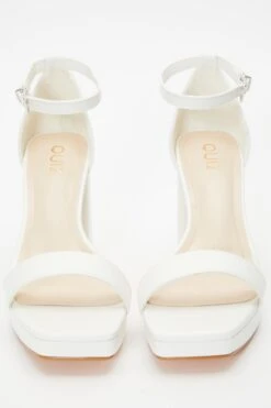 White Faux Leather Platform Heeled Sandals -Outlet Clothyne Store 00100036744 XS