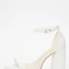 White Faux Leather Platform Heeled Sandals