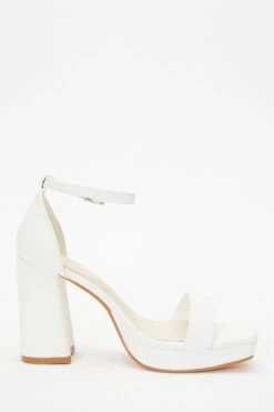 White Faux Leather Platform Heeled Sandals -Outlet Clothyne Store 00100036744 ZS
