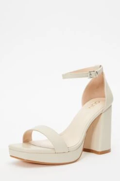 Nude Faux Leather Platform Heeled Sandals -Outlet Clothyne Store 00100036748 XB