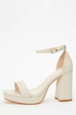 Nude Faux Leather Platform Heeled Sandals