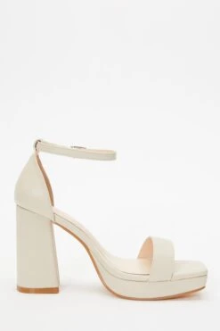 Nude Faux Leather Platform Heeled Sandals -Outlet Clothyne Store 00100036748 ZS