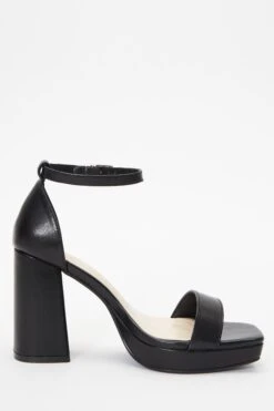 Black Faux Leather Platform Heeled Sandals -Outlet Clothyne Store 00100036751 ZS